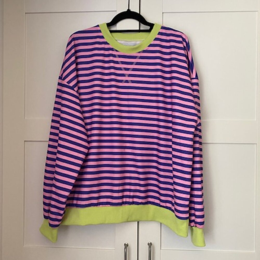 Womens Striped Oversized Sweatshirt - Picture 2 of 5